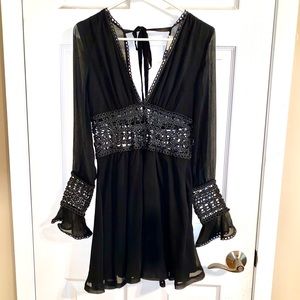 Ruby & Jenna Black V-Neck Crochet Dress (NWTs)